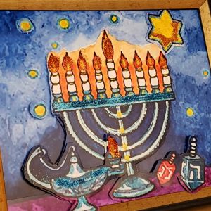Hannukah Pop-up Paper Art - Framed