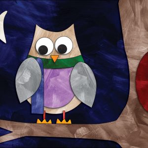 Painted Paper collage - Winter Owl